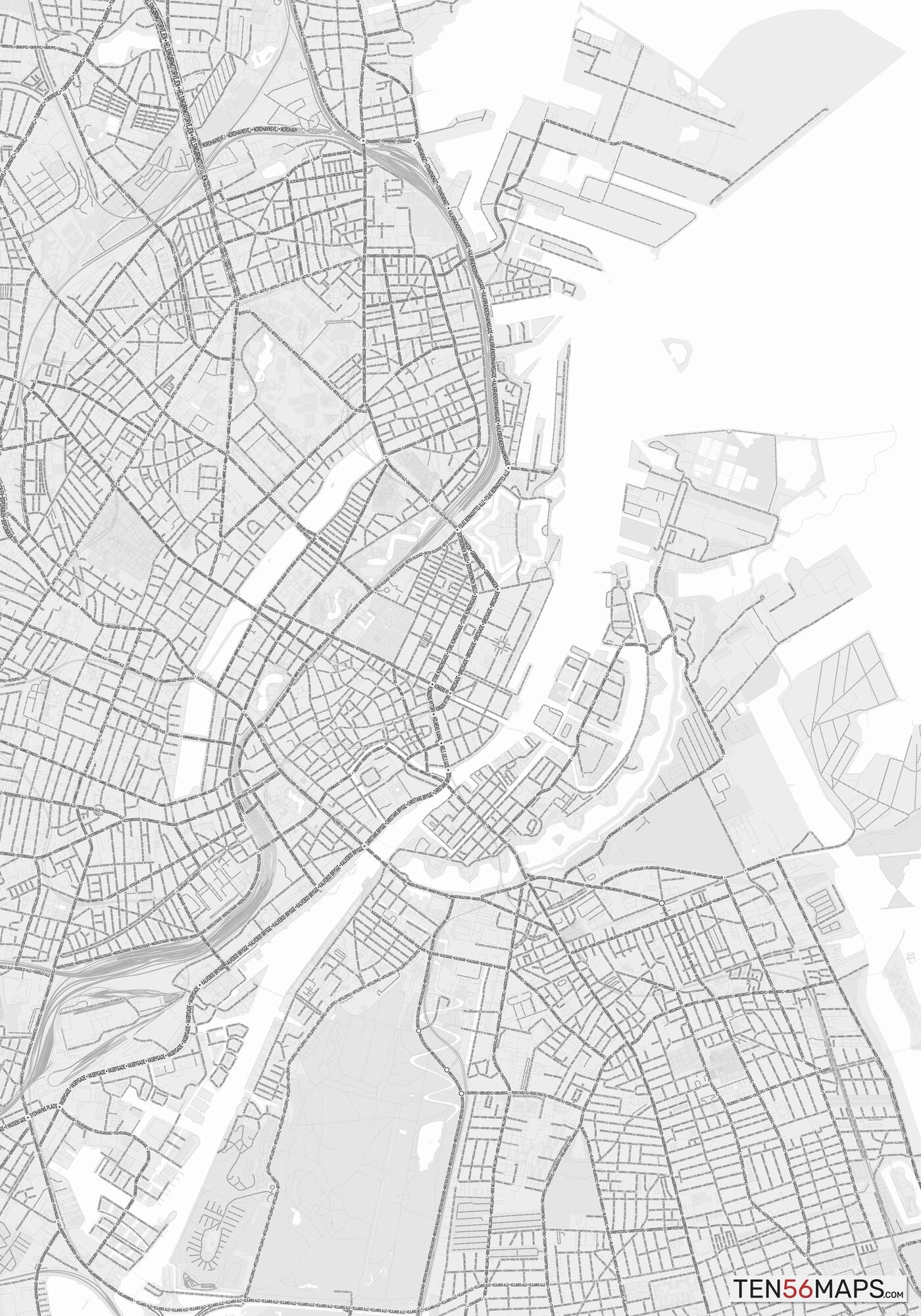 Color Variant Gray - Bright gray with mayor roads on dark gray background.