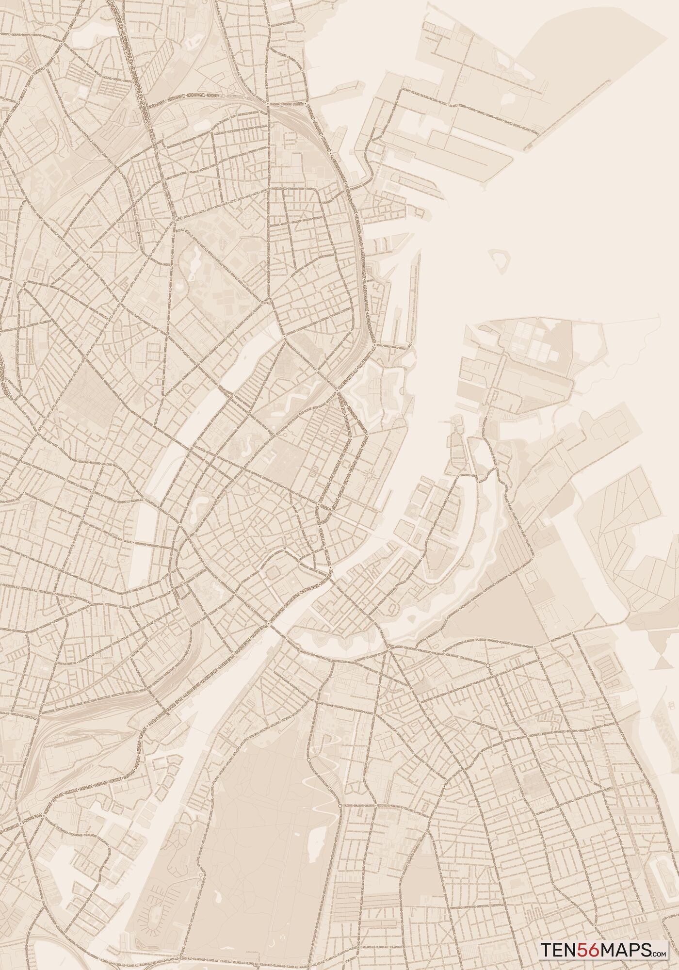 Color Variant Sand - All roads and water in a sand/beige color.