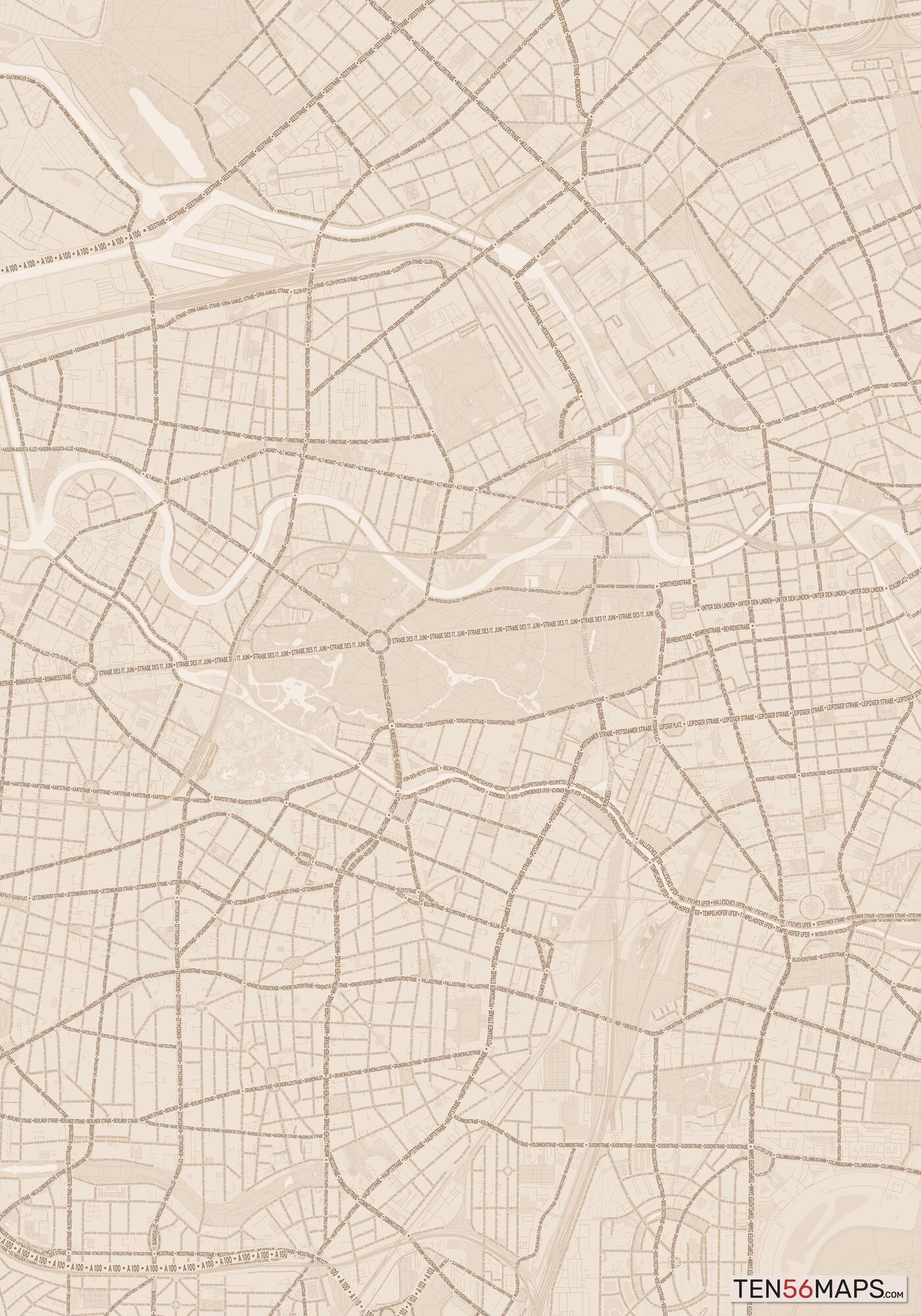 Color Variant Sand - All roads and water in a sand/beige color.