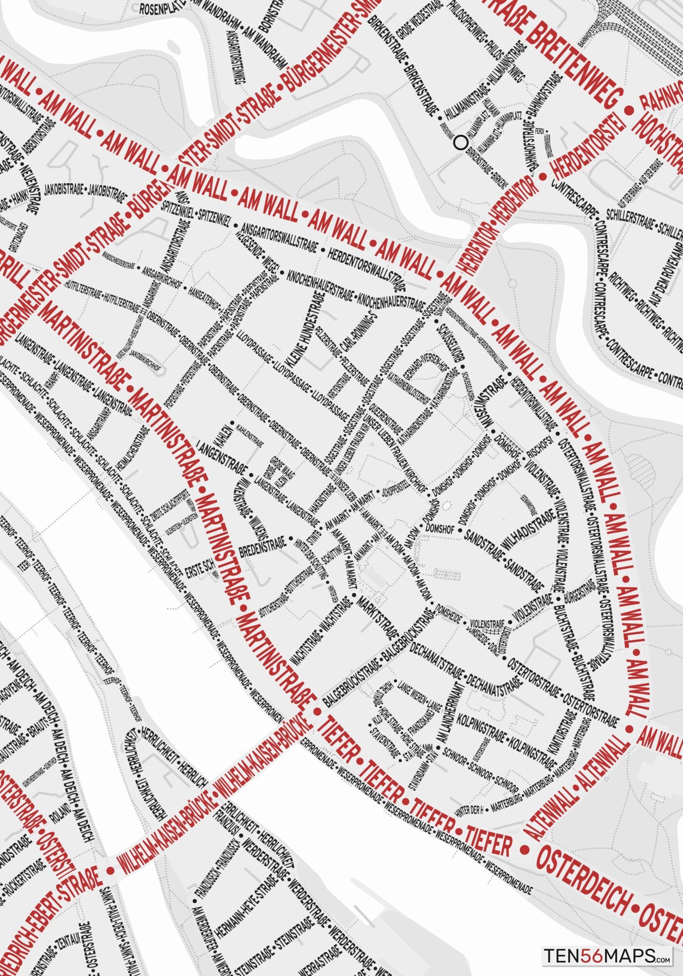 Closeup of map in Ruby color scheme.