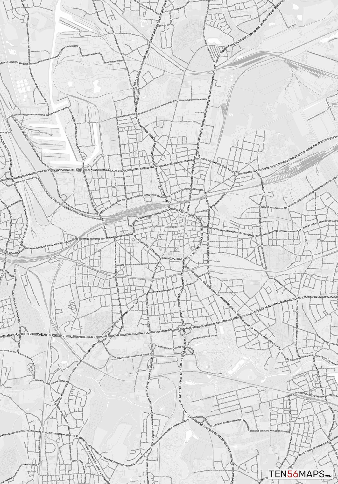 Color Variant Gray - Bright gray with mayor roads on dark gray background.
