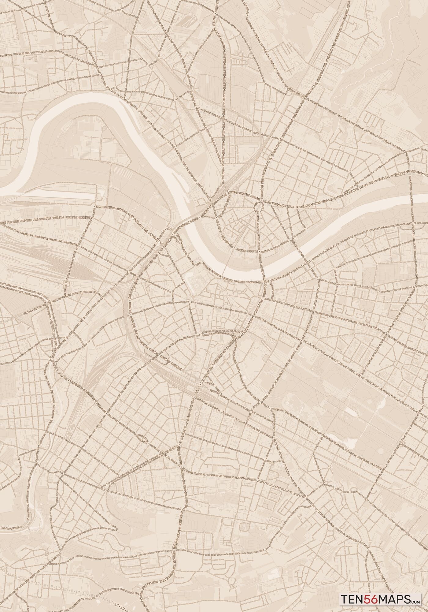 Color Variant Sand - All roads and water in a sand/beige color.