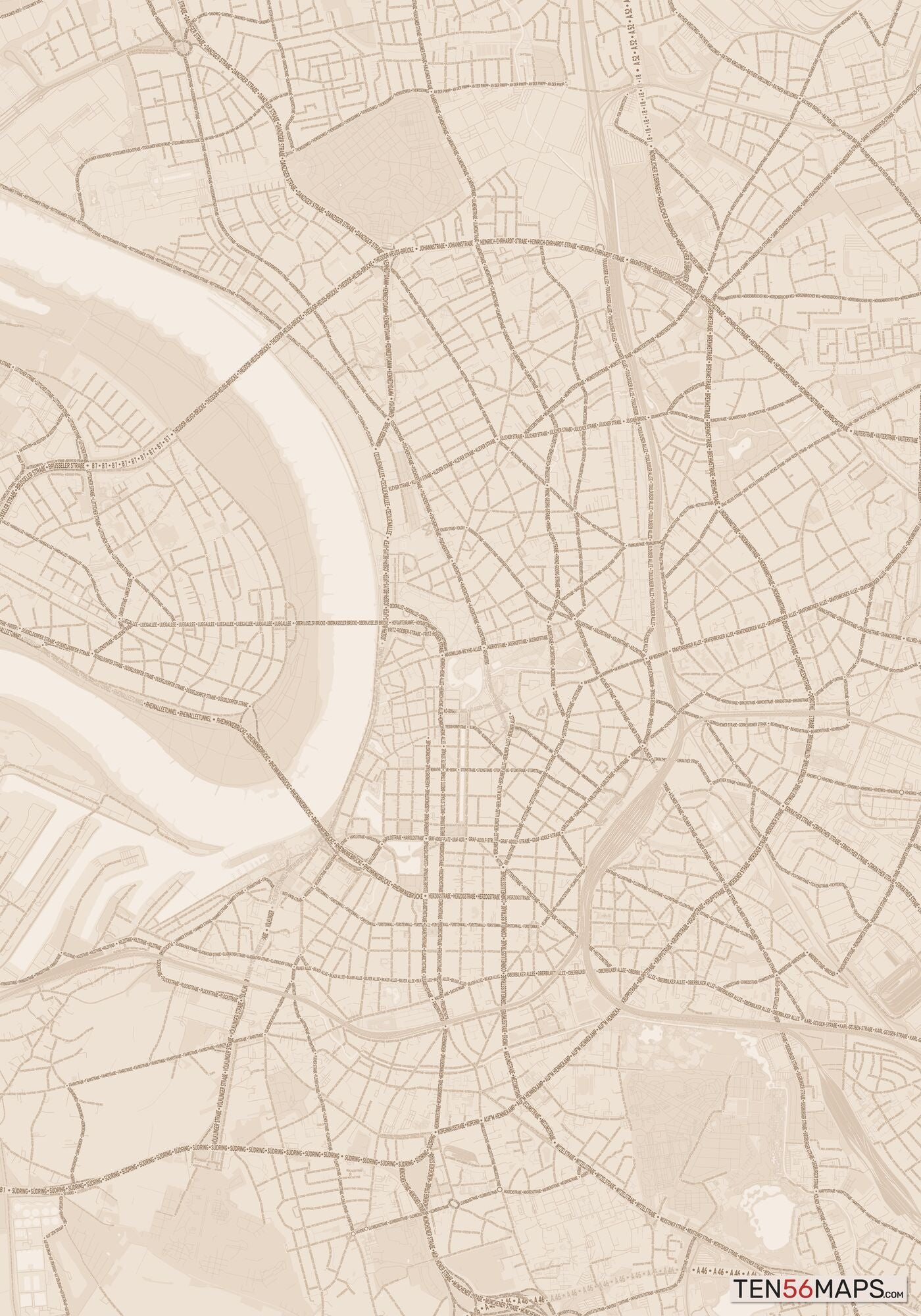 Color Variant Sand - All roads and water in a sand/beige color.