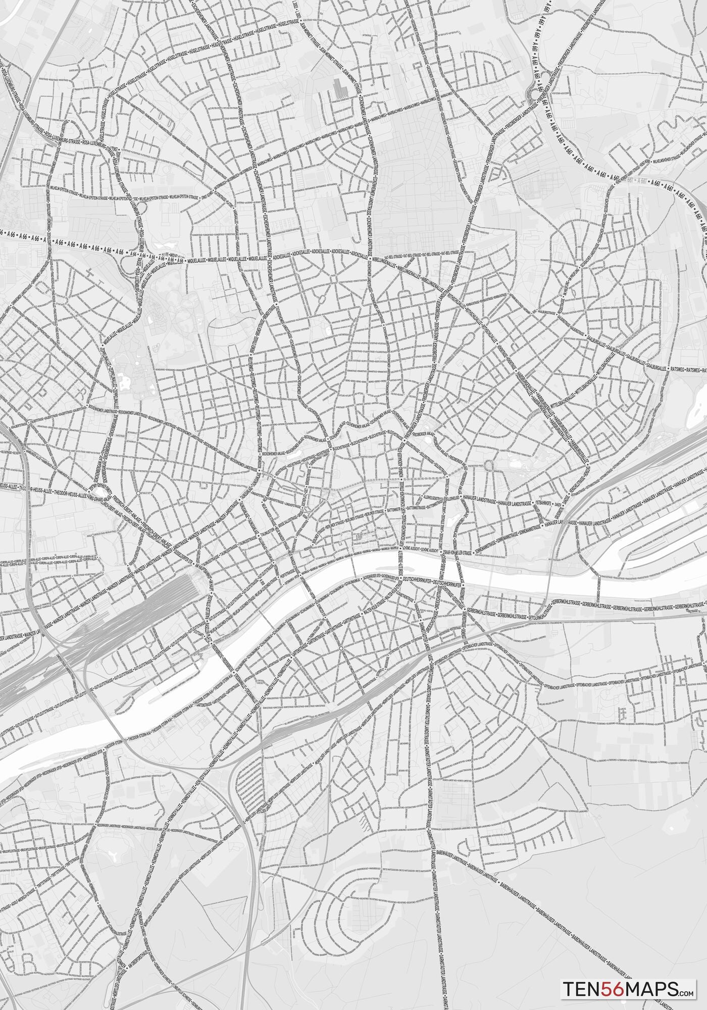 Color Variant Gray - Bright gray with mayor roads on dark gray background.
