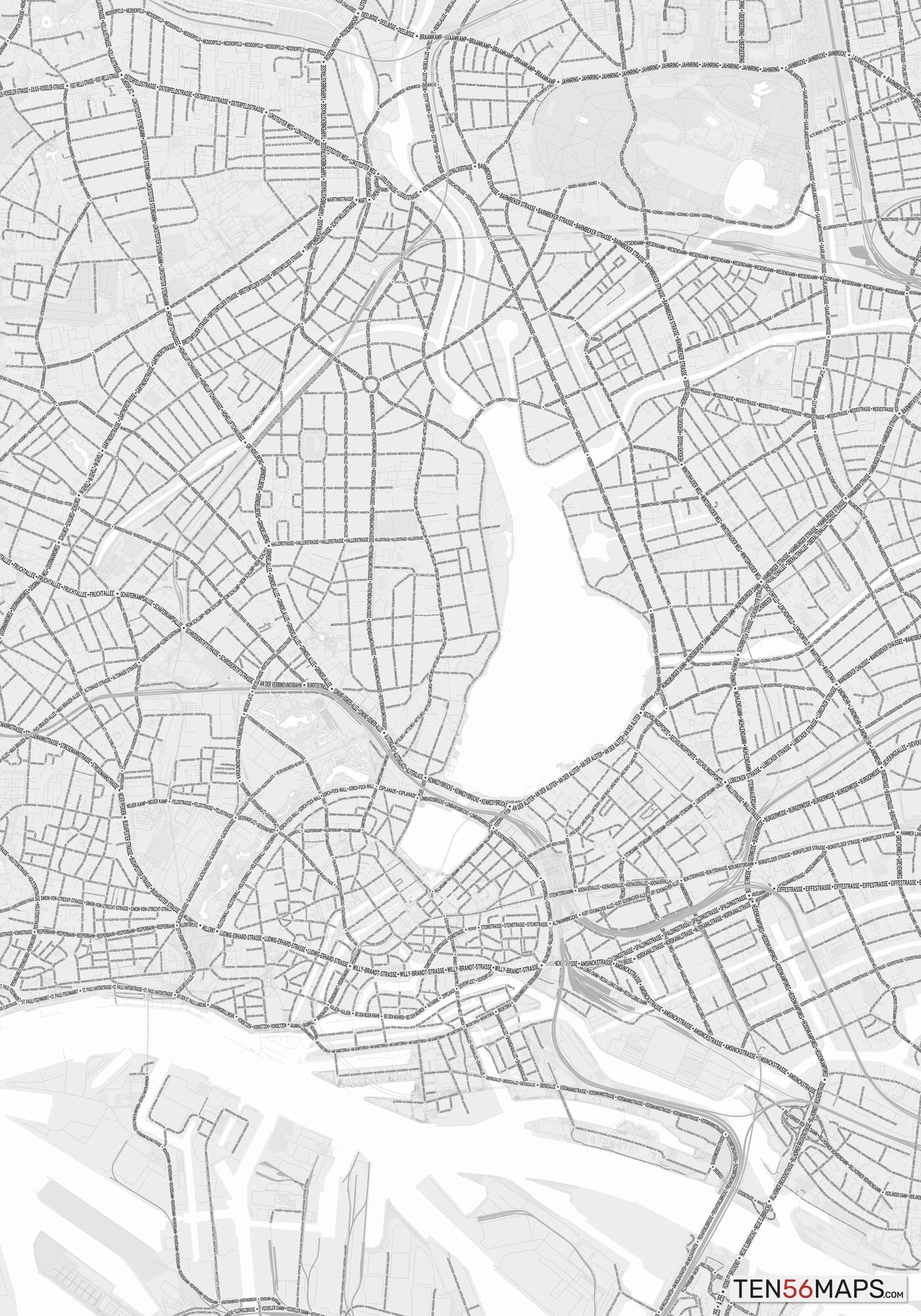 Color Variant Gray - Bright gray with mayor roads on dark gray background.