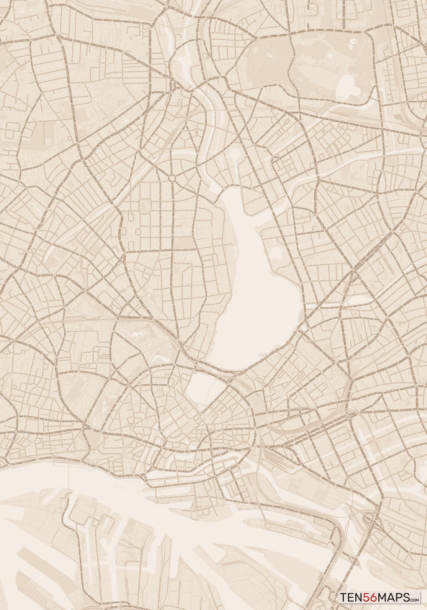 Color Variant Sand - All roads and water in a sand/beige color.