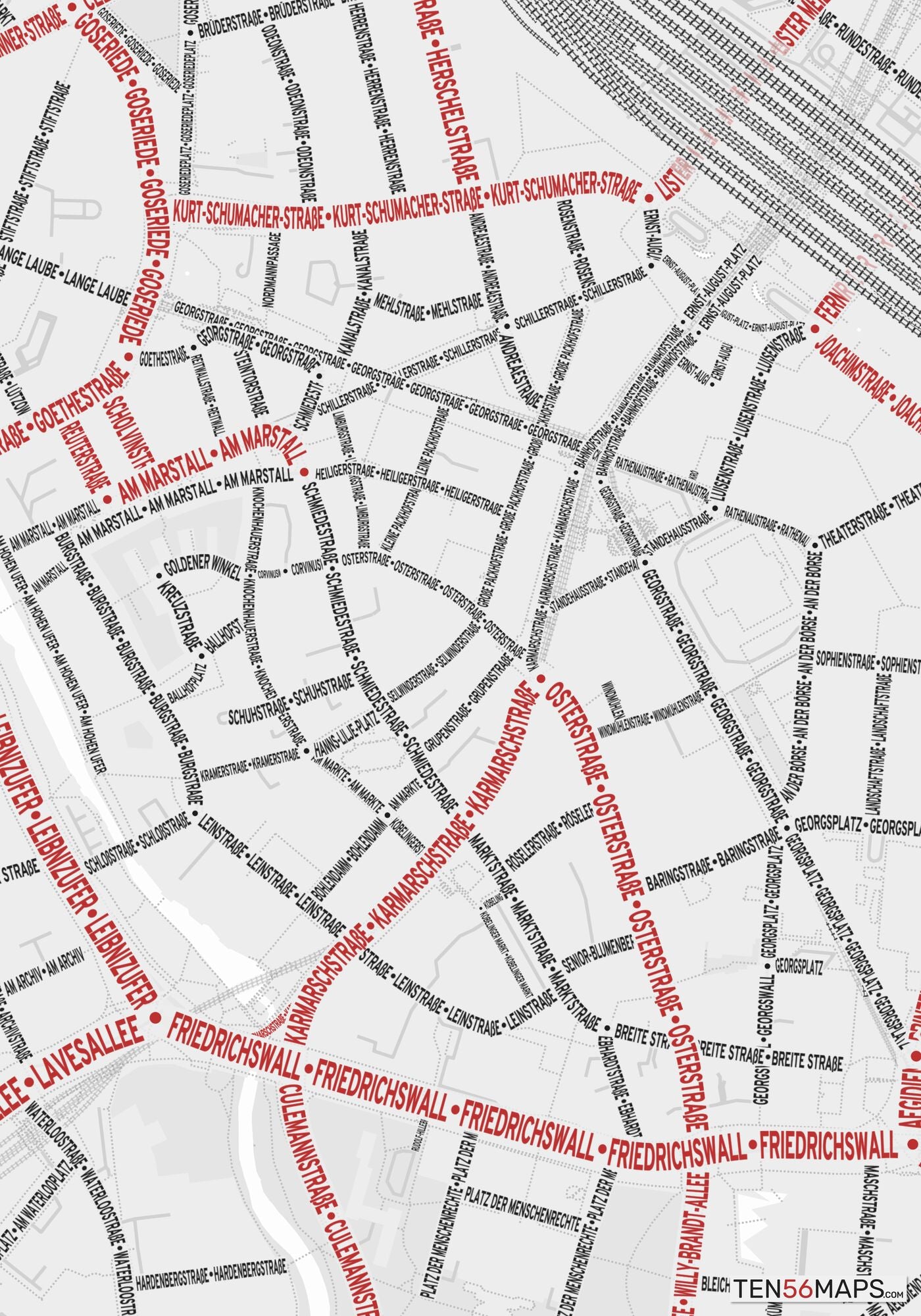 Closeup of map in Ruby color scheme.