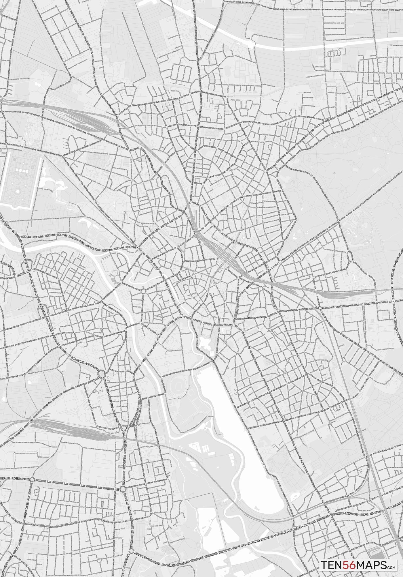Color Variant Gray - Bright gray with mayor roads on dark gray background.