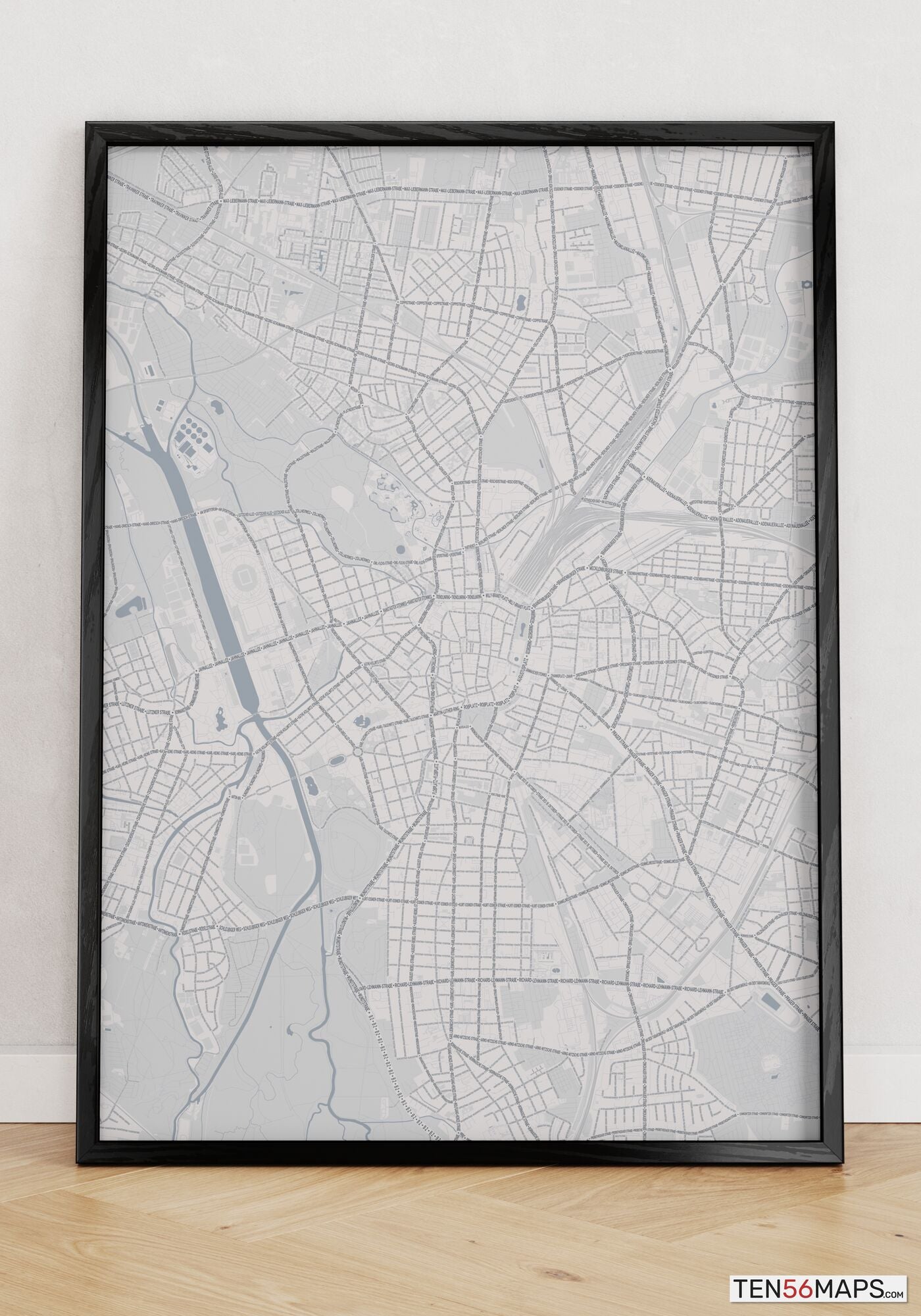 Poster standing on floor in Steel color scheme