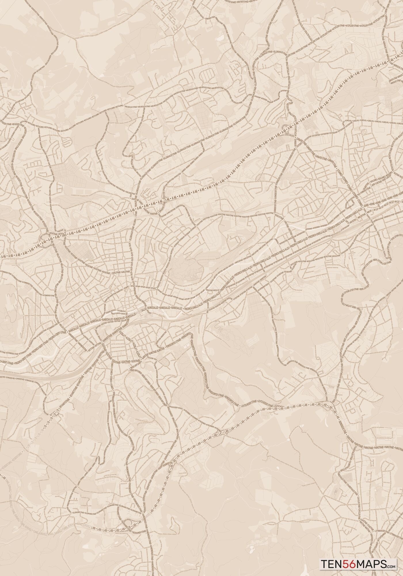 Color Variant Sand - All roads and water in a sand/beige color.