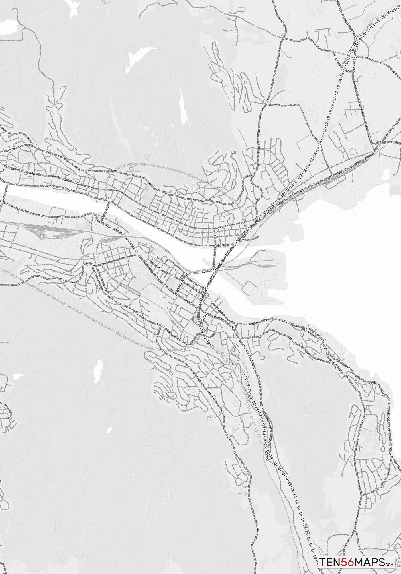 Color Variant Gray - Bright gray with mayor roads on dark gray background.