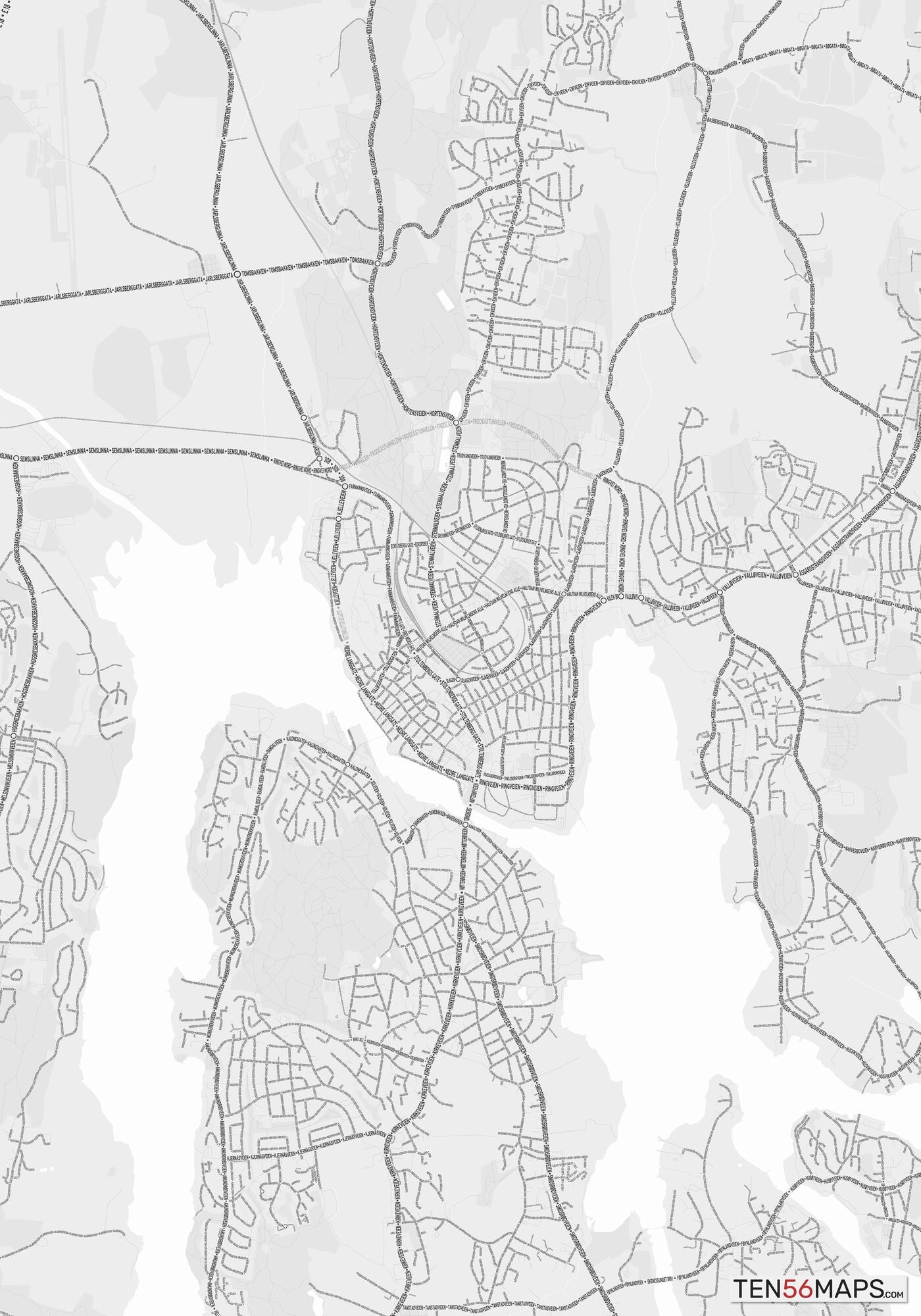 Color Variant Gray - Bright gray with mayor roads on dark gray background.