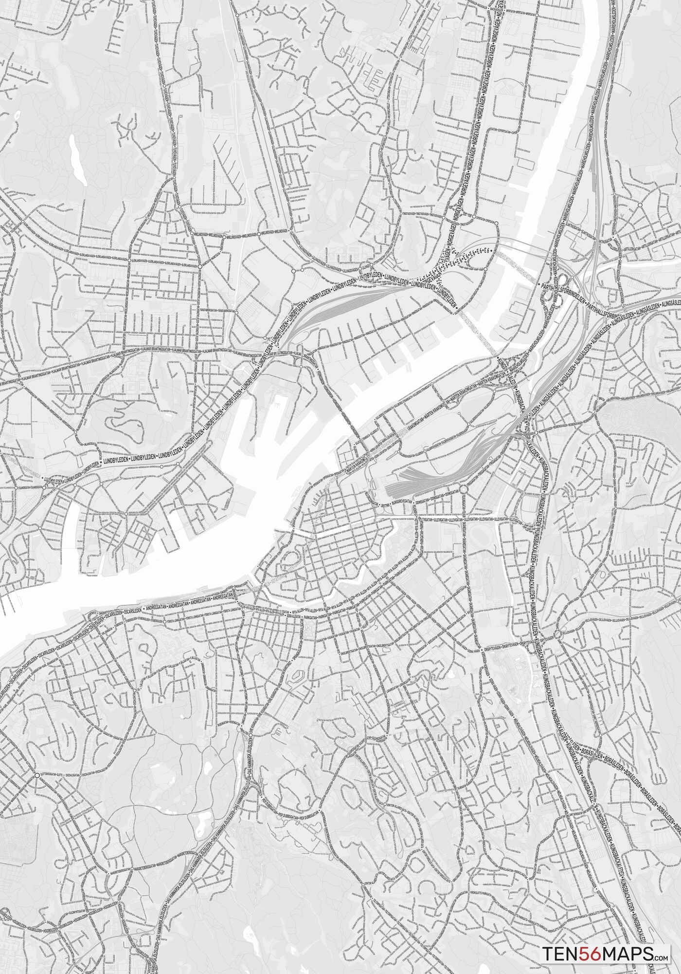Color Variant Gray - Bright gray with mayor roads on dark gray background.