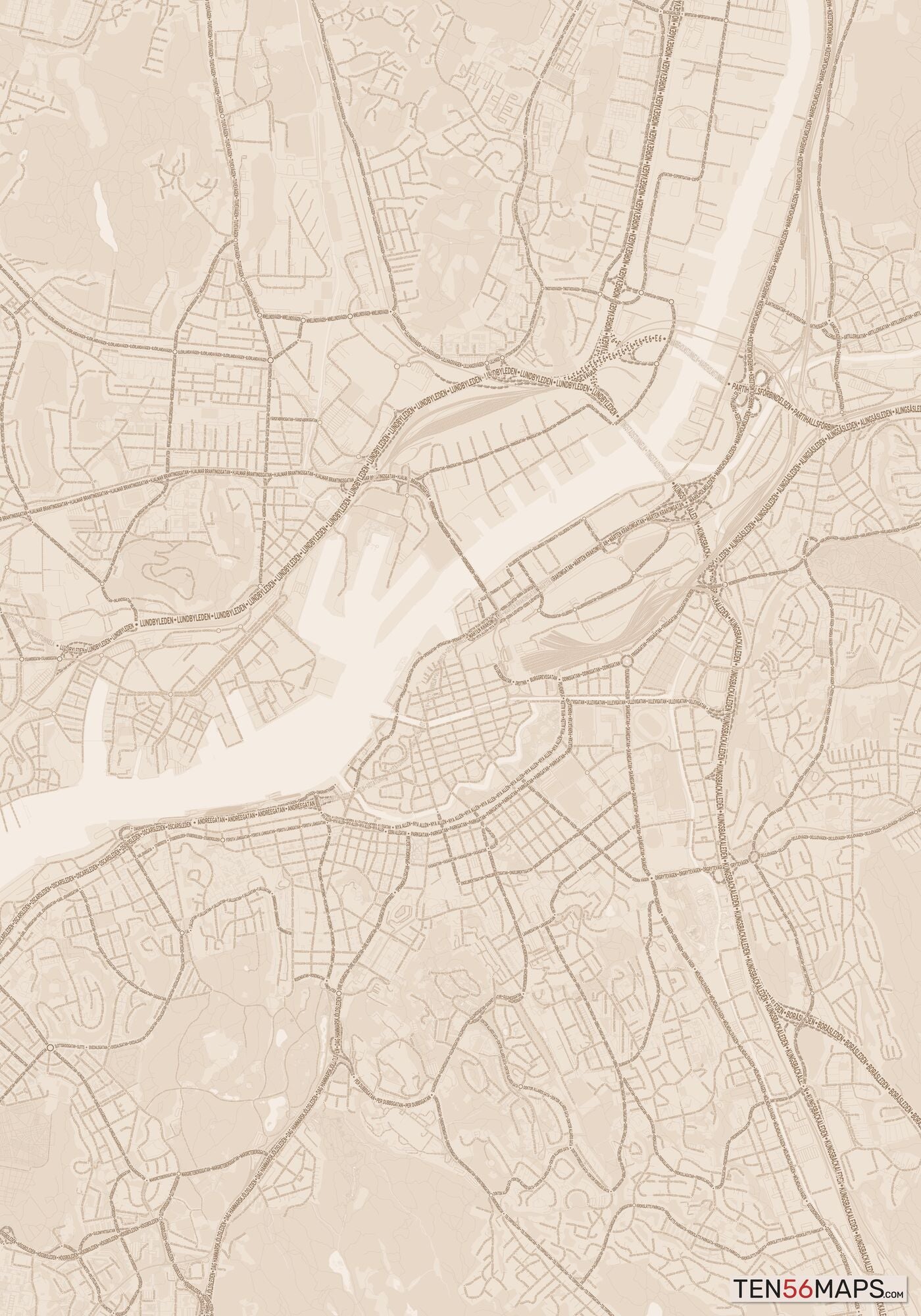 Color Variant Sand - All roads and water in a sand/beige color.