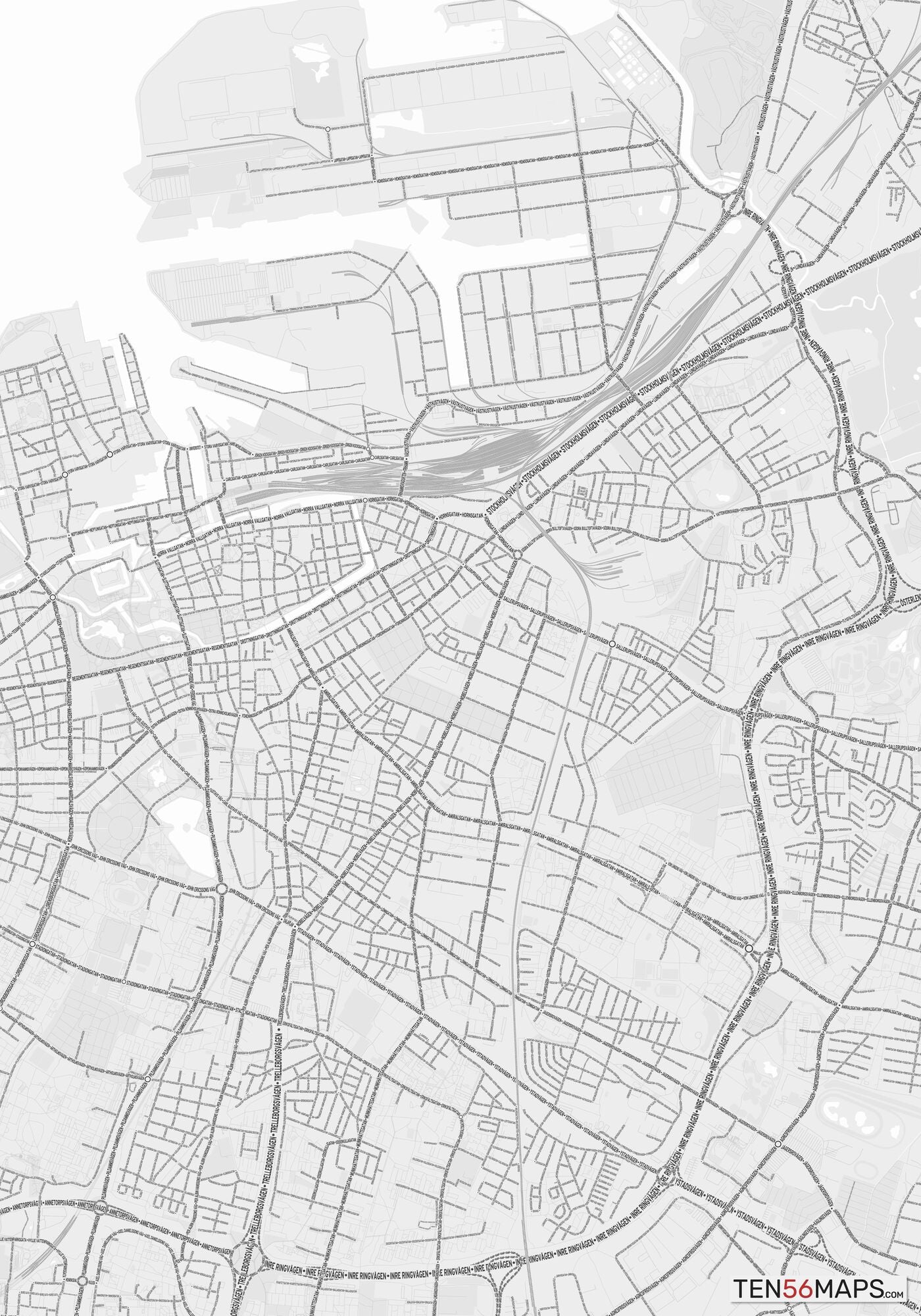 Color Variant Gray - Bright gray with mayor roads on dark gray background.