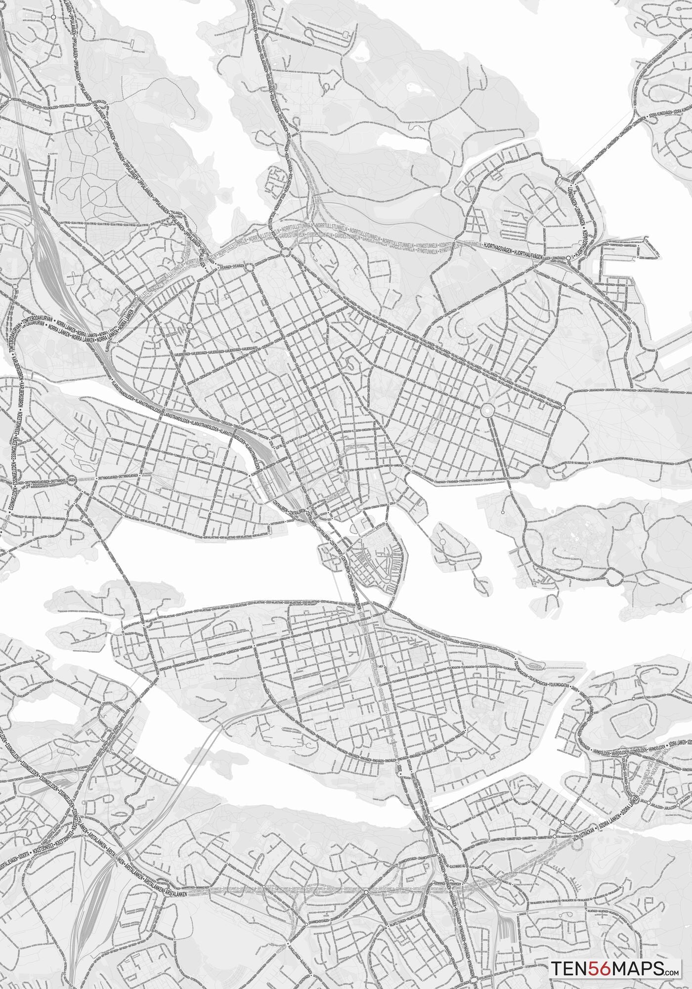 Color Variant Gray - Bright gray with mayor roads on dark gray background.