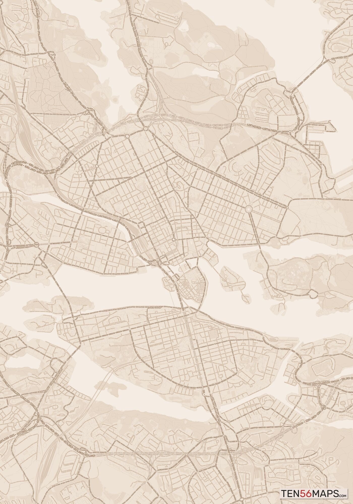 Color Variant Sand - All roads and water in a sand/beige color.