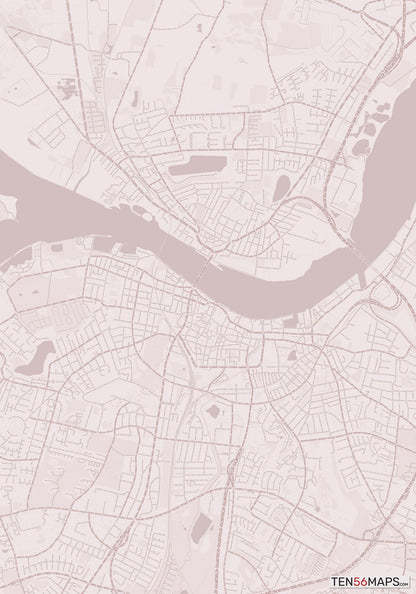 Color Variant Rose - Muted red roads and water.