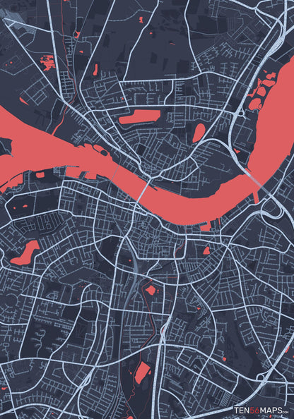 Color Variant Royal - Blue land with water in red.