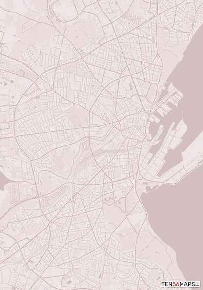Color Variant Rose - Muted red roads and water.