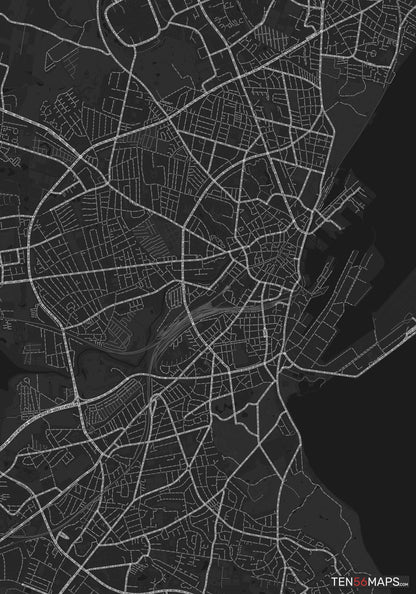 Color Variant Ruby - Dark grey with major roads highlighted in white.