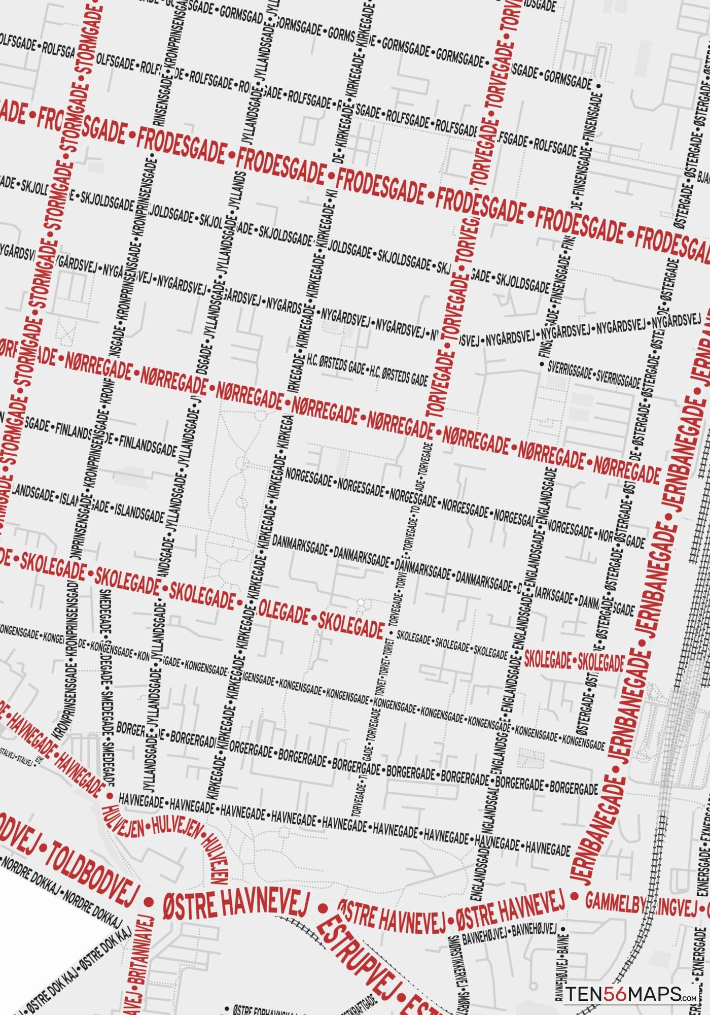 Closeup of map in Ruby color scheme.