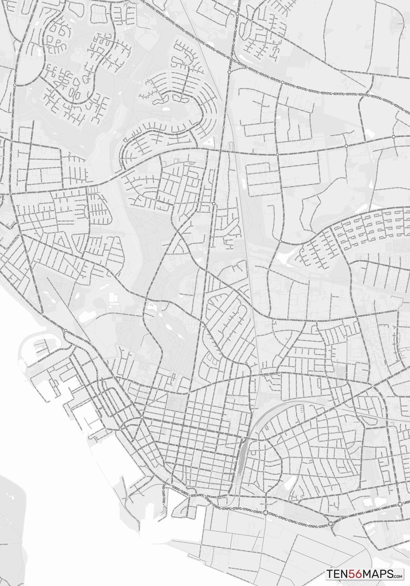 Color Variant Gray - Bright gray with mayor roads on dark gray background.