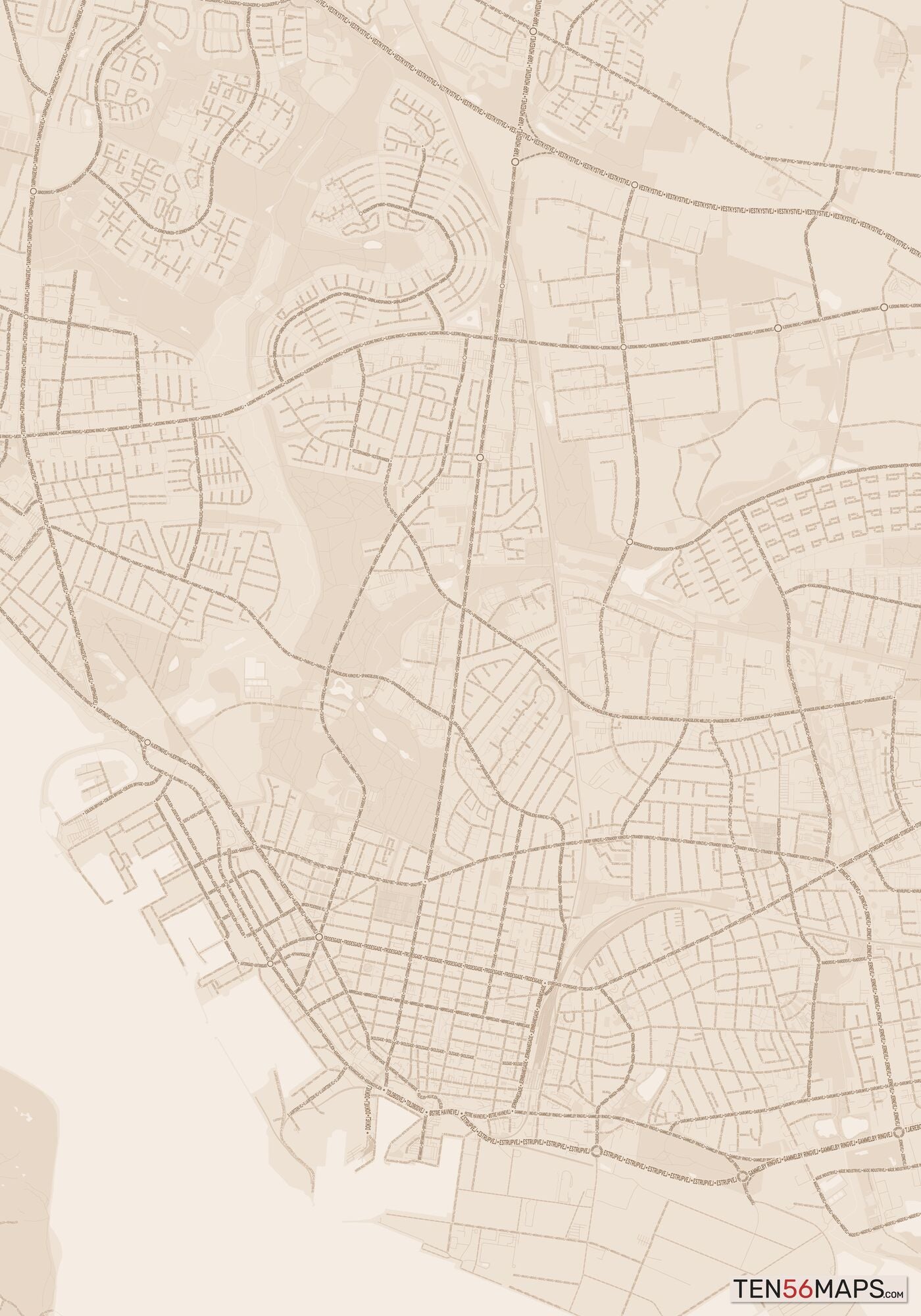 Color Variant Sand - All roads and water in a sand/beige color.