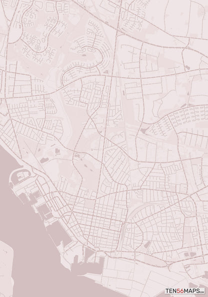 Color Variant Rose - Muted red roads and water.