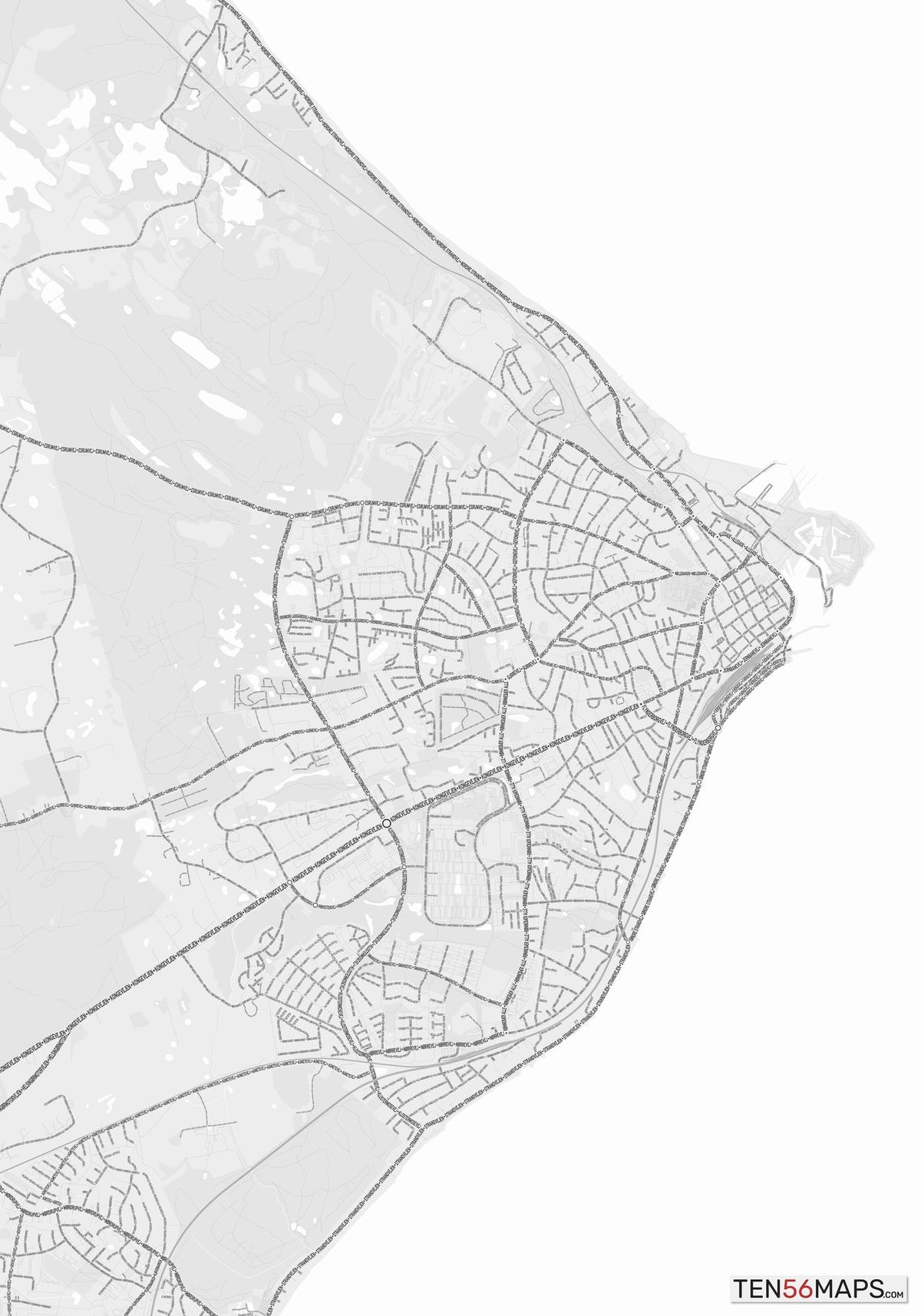 Textmap Image Helsingør, Denmark, TextMap Poster – TEN56MAPS