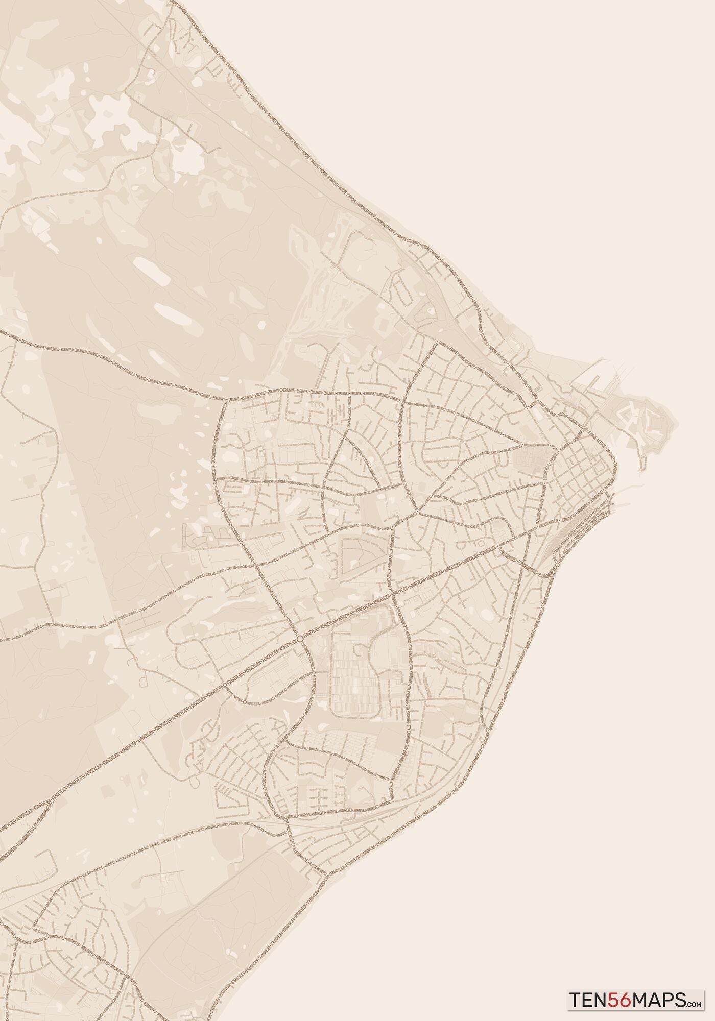 Color Variant Sand - All roads and water in a sand/beige color.