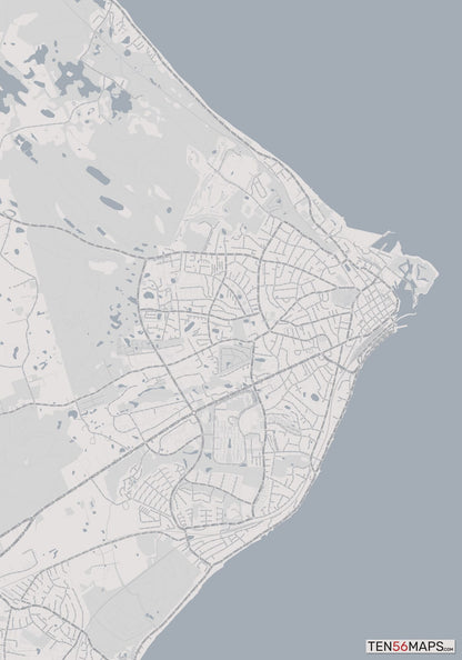 Color Variant Steel - Gray with water and major roads in muted blue.