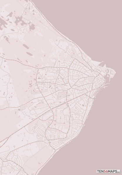 Color Variant Rose - Muted red roads and water.