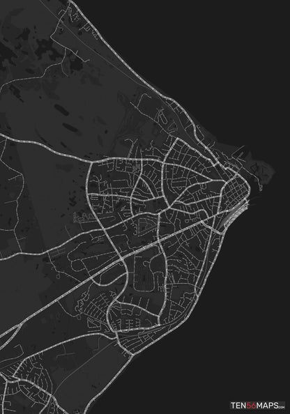 Color Variant Ruby - Dark grey with major roads highlighted in white.