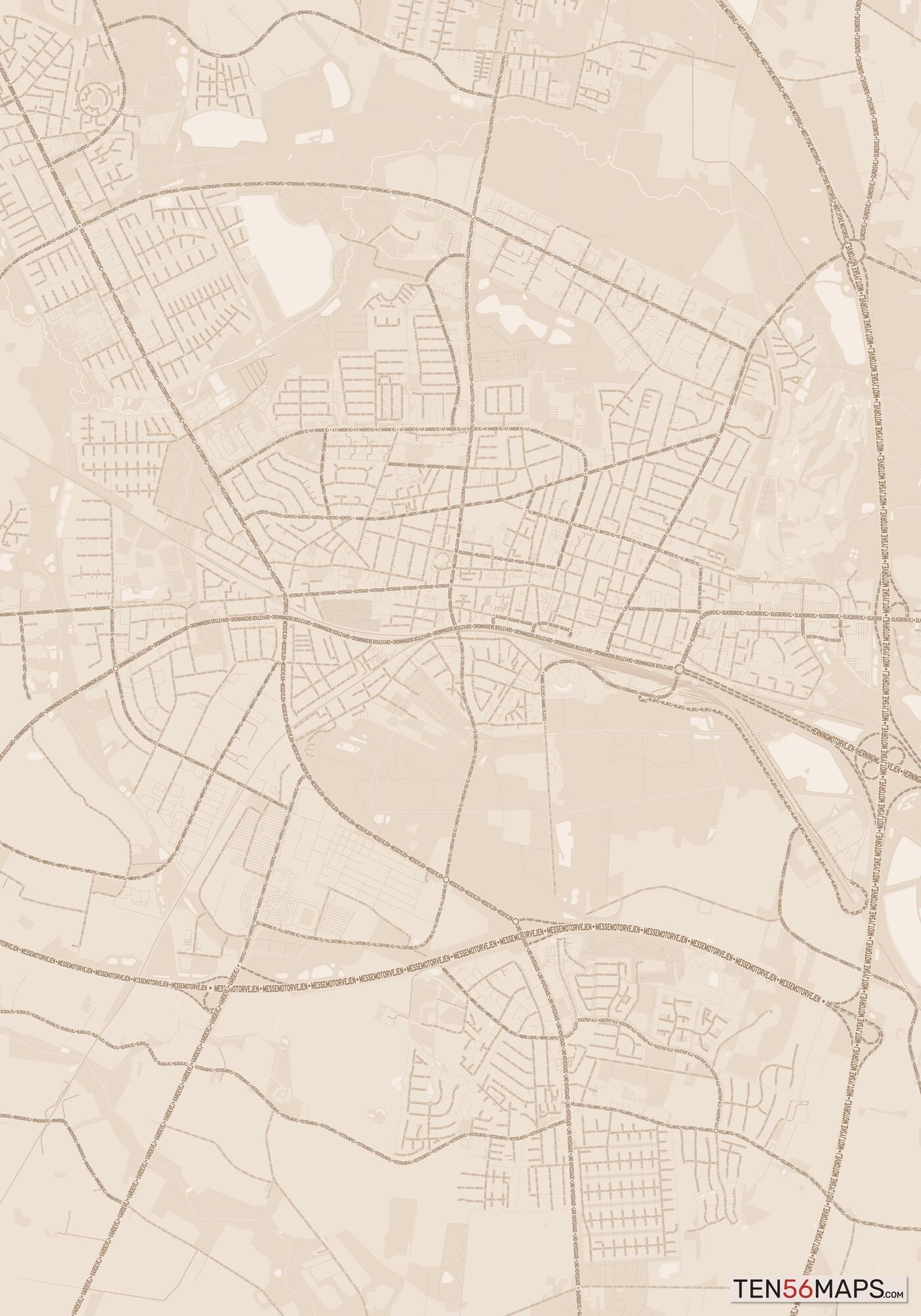 Color Variant Sand - All roads and water in a sand/beige color.