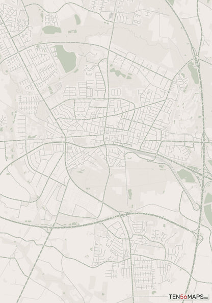 Color Variant Mint - Muted green water and major roads in darker green.