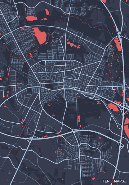 Color Variant Royal - Blue land with water in red.