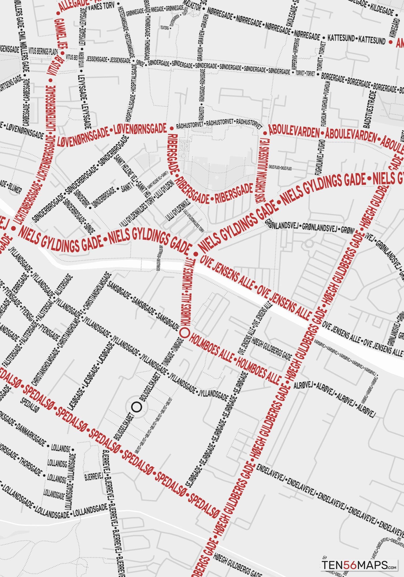 Closeup of map in Ruby color scheme.