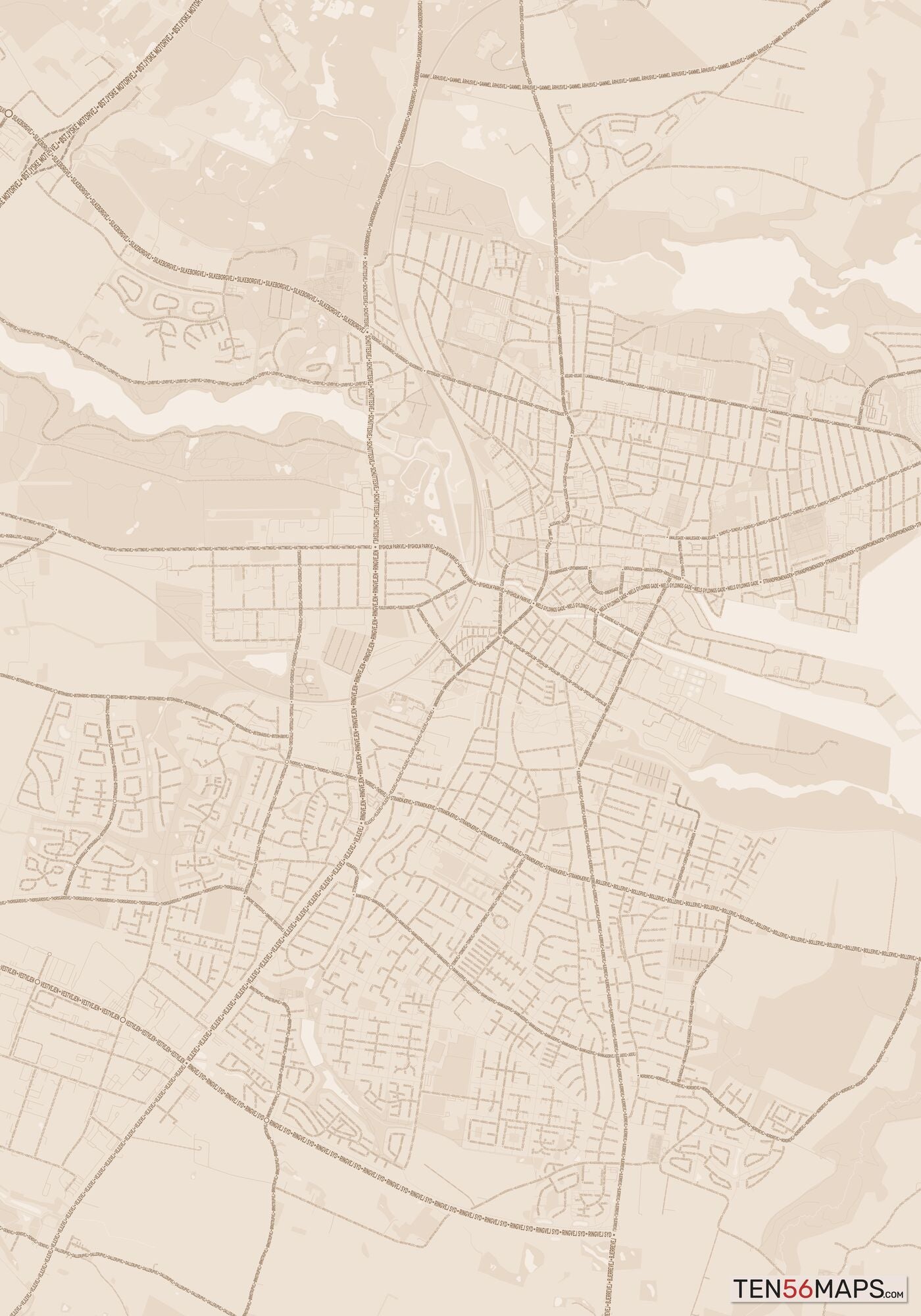 Color Variant Sand - All roads and water in a sand/beige color.