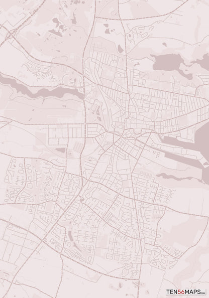 Color Variant Rose - Muted red roads and water.