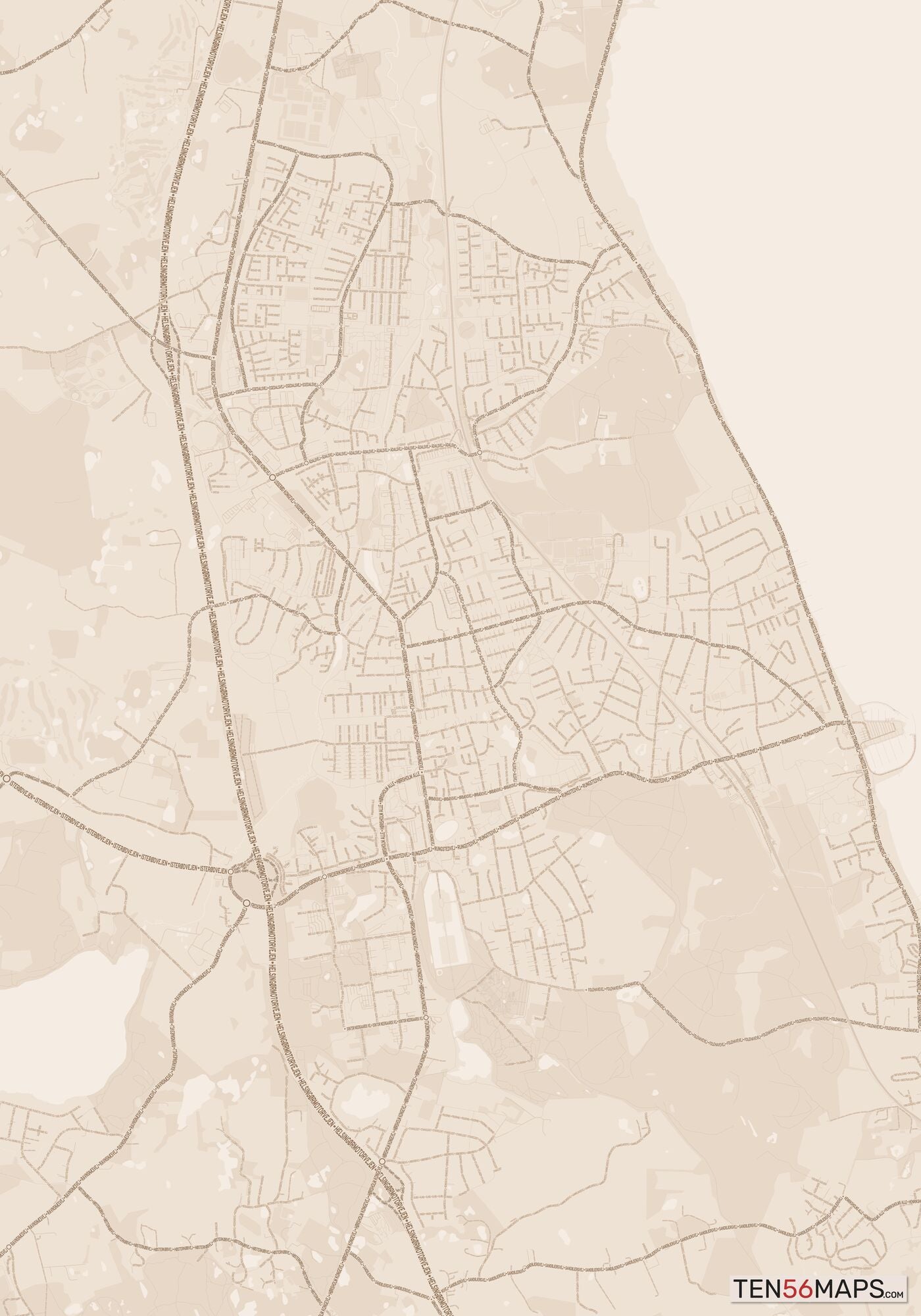 Color Variant Sand - All roads and water in a sand/beige color.