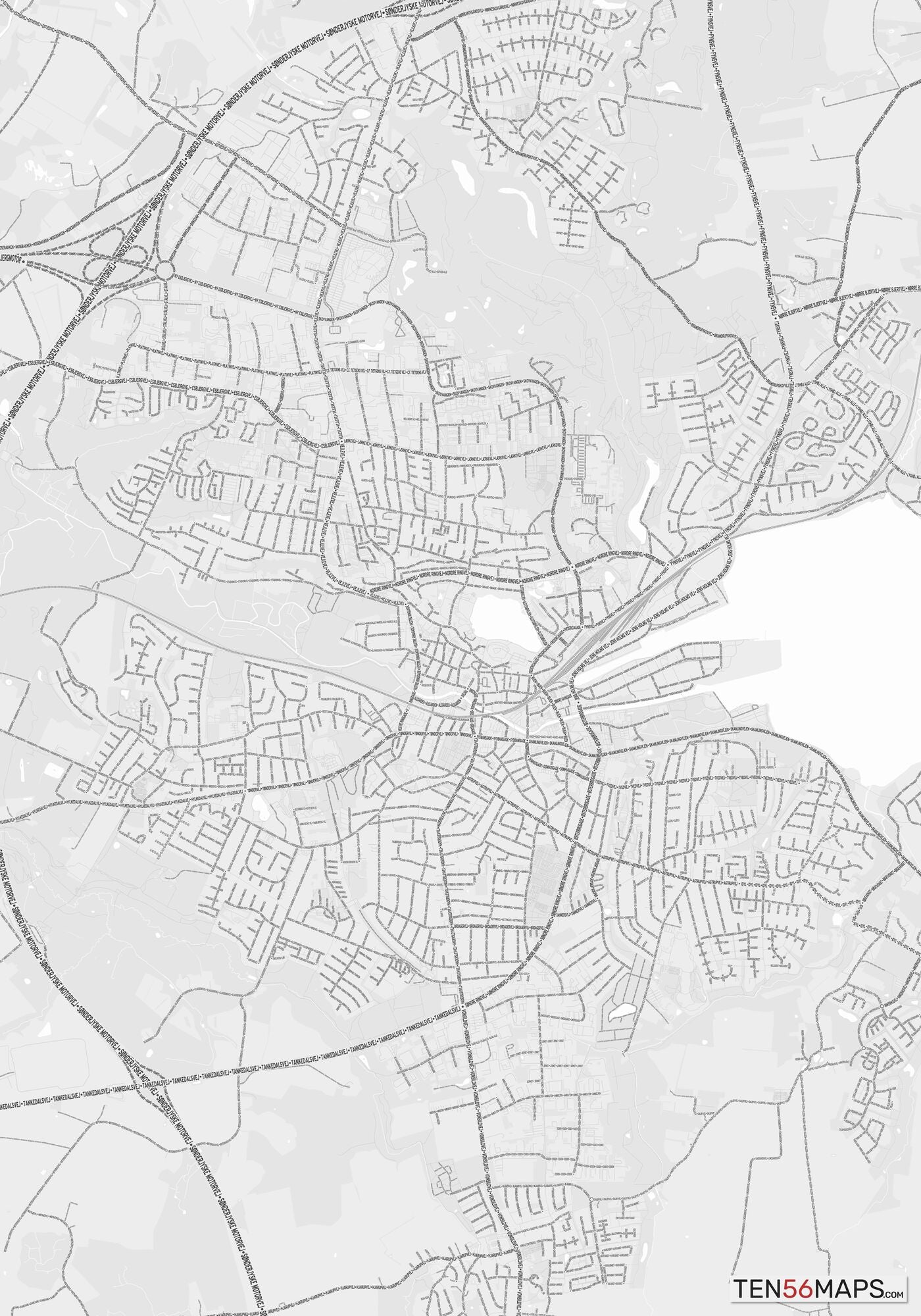 Color Variant Gray - Bright gray with mayor roads on dark gray background.