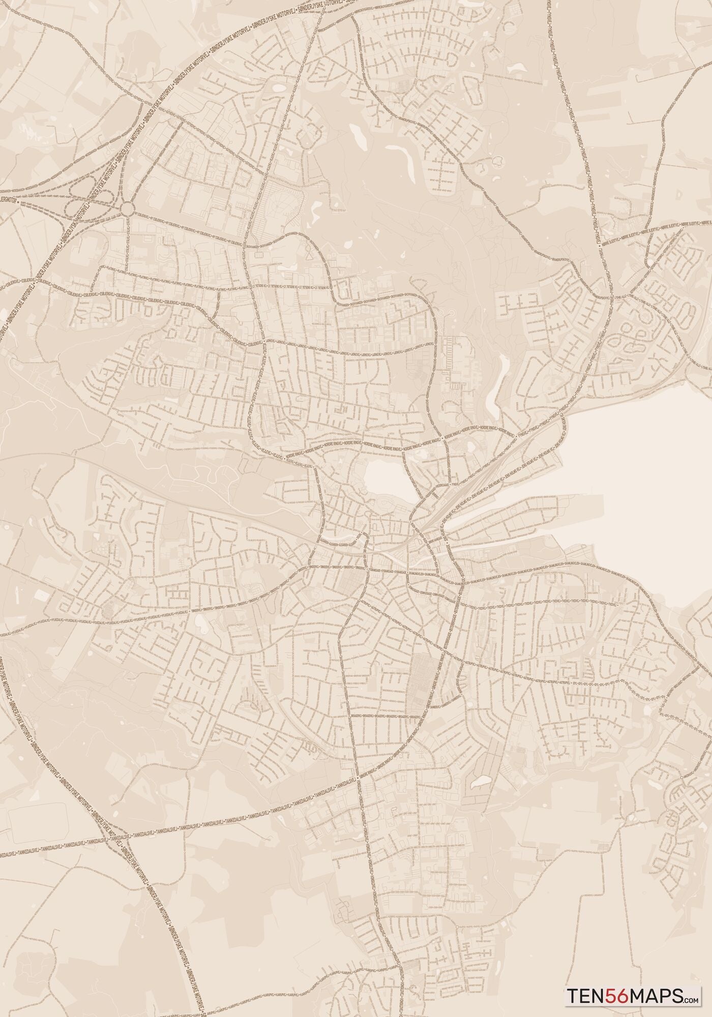 Color Variant Sand - All roads and water in a sand/beige color.