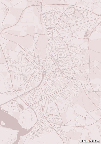 Color Variant Rose - Muted red roads and water.