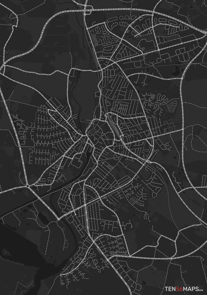 Color Variant Ruby - Dark grey with major roads highlighted in white.