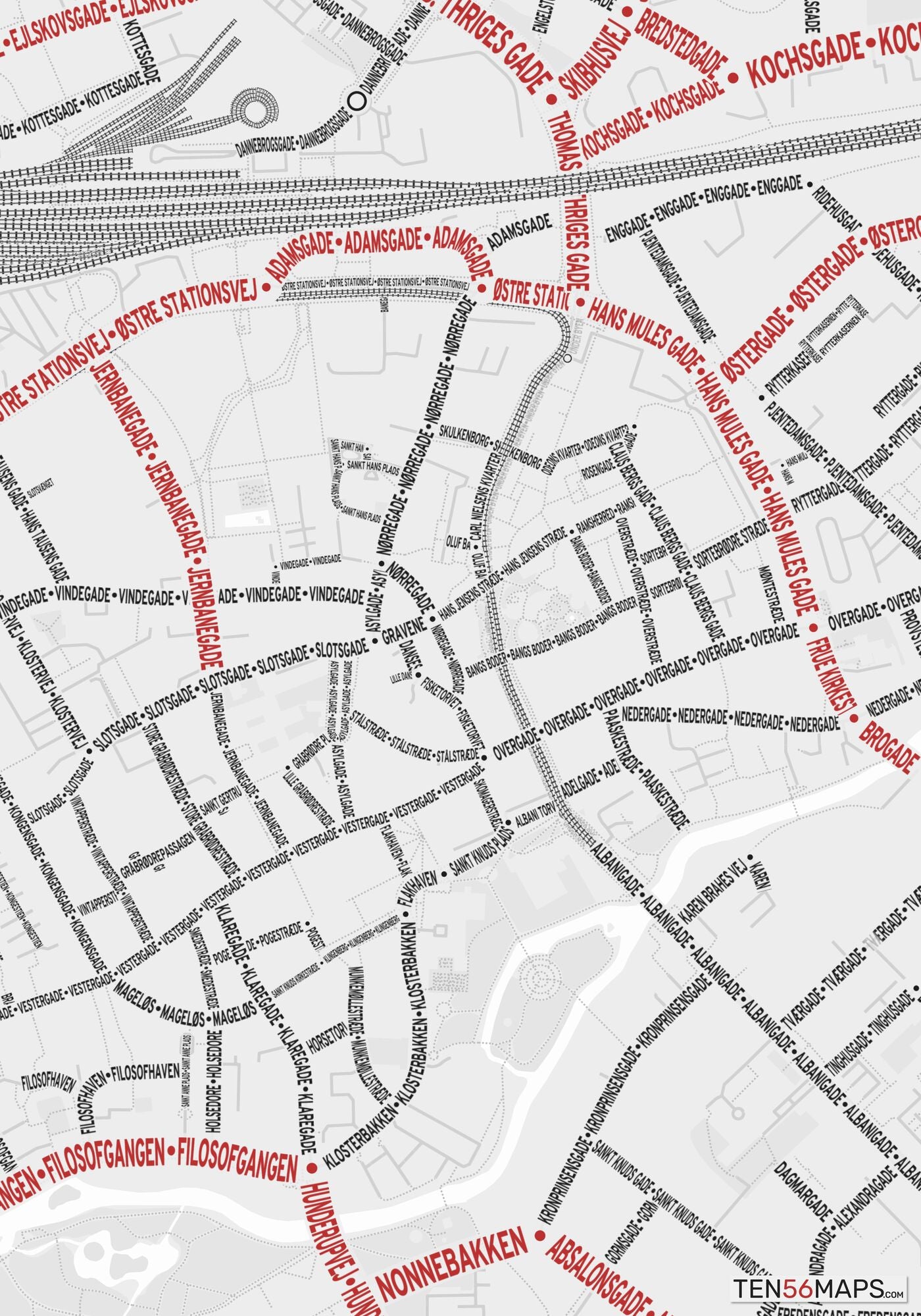 Closeup of map in Ruby color scheme.