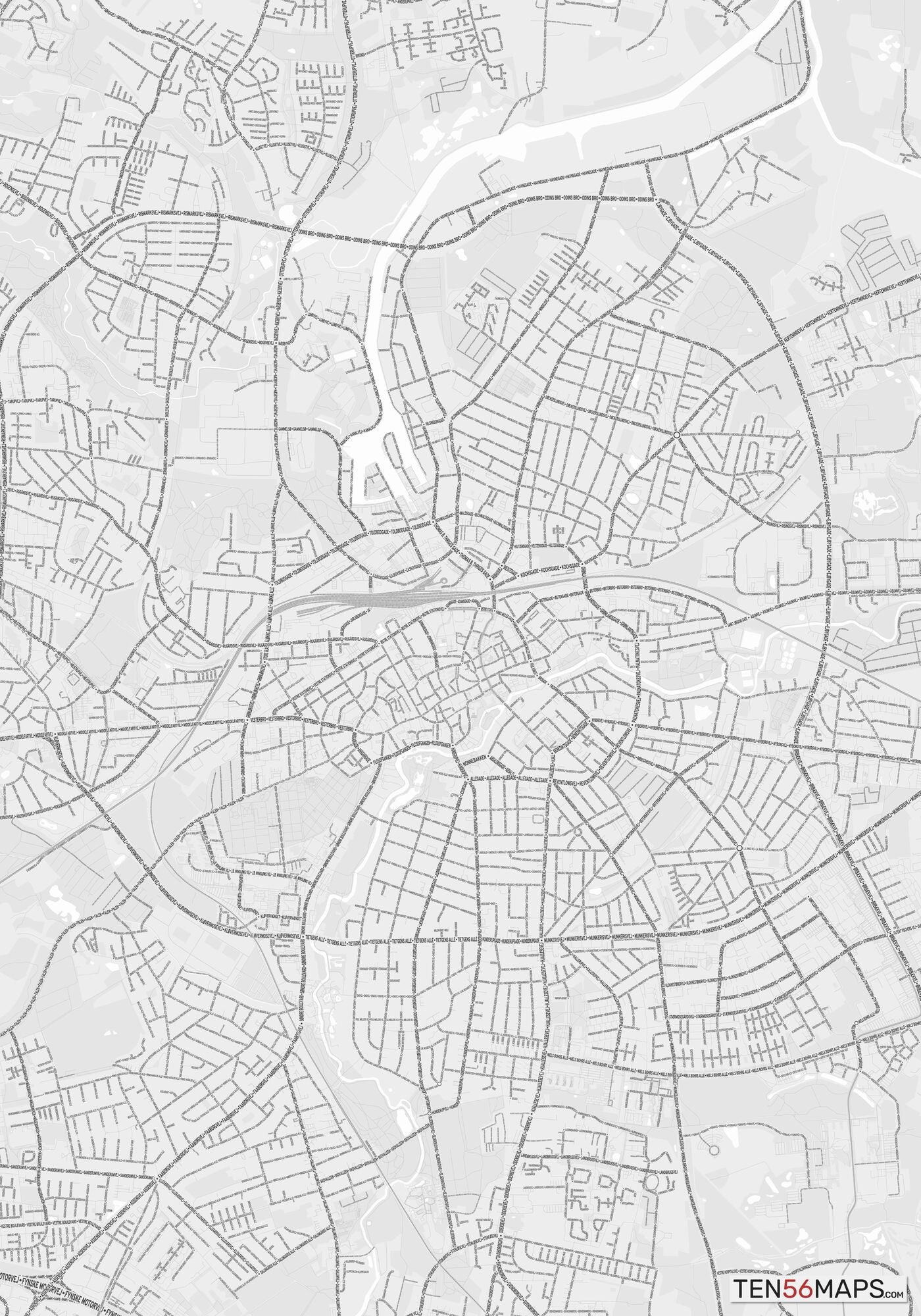 Color Variant Gray - Bright gray with mayor roads on dark gray background.
