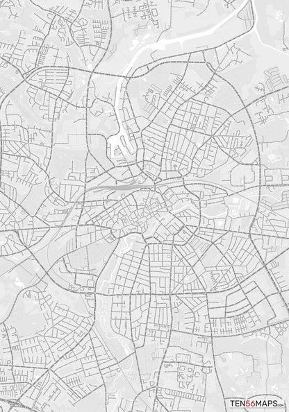 Color Variant Gray - Bright gray with mayor roads on dark gray background.