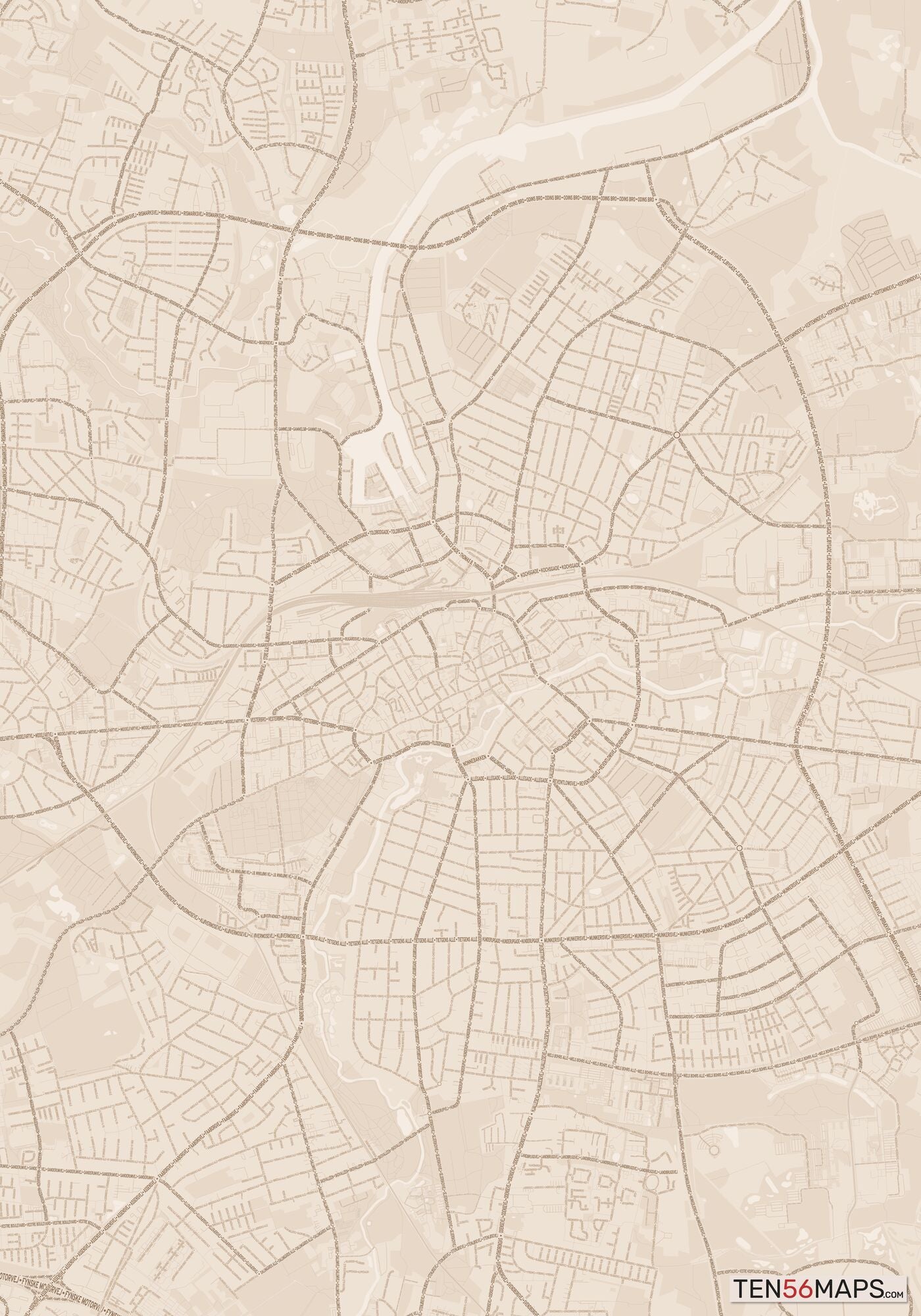 Color Variant Sand - All roads and water in a sand/beige color.