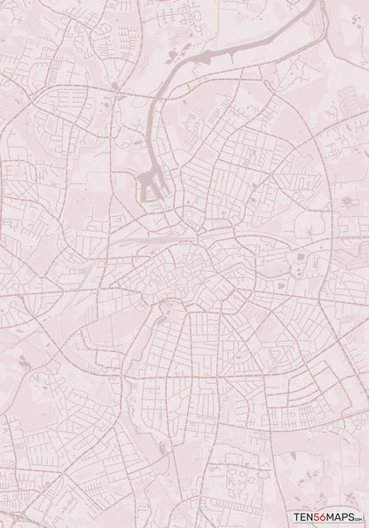 Color Variant Rose - Muted red roads and water.